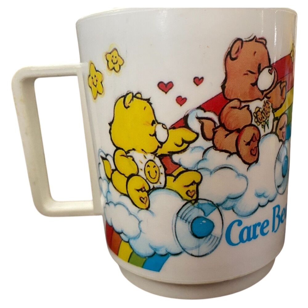 Care Bears Plastic Coffee Tea Mug Cup By Deka 1980s Vintage Made In USA